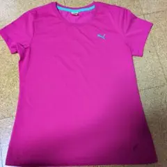 プーマ PUMA レディース半袖スポーツTシャツ ピンク L 刺繍ロゴ