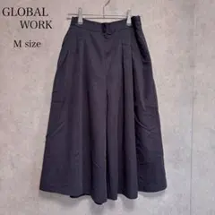 GLOBAL WORK ガウチョパンツ M ブラック ワイドパンツ ウエストゴム