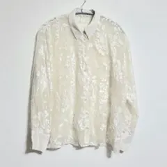 ZARA 花柄 バラ シアーシャツ ベージュ