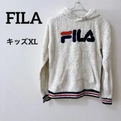 FILA フリース パーカー XL/TC (14/16) 白 ボア キッズ 古着
