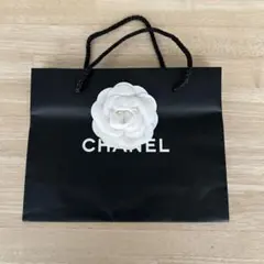 CHANEL ショップ袋 花モチーフ付き 黒