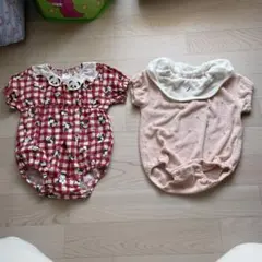 ピンクのアイスクリーム　赤いパンダ ロンパース80サイズ