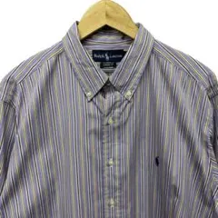 ラルフローレン ストライプ 刺繍 ロゴ 長袖 ボタンダウン シャツ