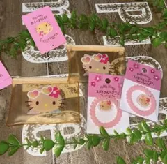 日焼けキティフラットポーチ　スパイラルヘアゴム　キティちゃんセット　サンリオ