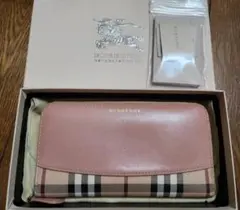 ✨極美品✨ バーバリー 長財布 チェック ピンク 茶色 ブラウン 希少 レア