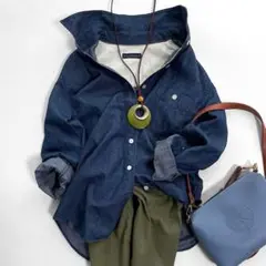 美品✨ジャーナルスタンダード　コットンシャツ　長袖シャツ　ネイビー