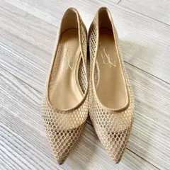 【美品】ルタロン ゴールド メッシュデザイン フラットシューズ 23.5