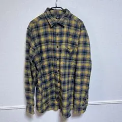 UNIQLO 長袖ネルシャツ XL グレー・イエロー