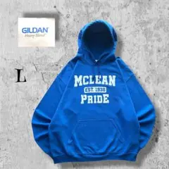 GILDAN カレッジ スウェットパーカー ブルー L 古着