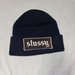 90s stussy ニットキャップ 金タグ ビーニー ネイビー