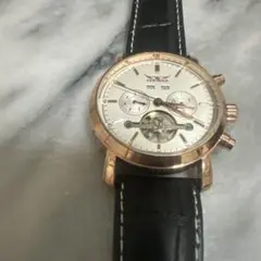 クロノグラフ 手巻き時計 シルバー/ローズゴールド