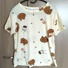 韓国 パジャマ L 上下セット 半袖 クマ ルームウェア　ショートパンツ