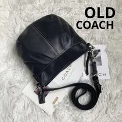 COACH オールドコーチ 4905 巾着ショルダーバッグ 黒レザー 