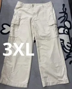 3XL！大きいサイズ！ワイドストレートカーゴパンツ ベージュ
