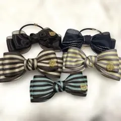 ハンドメイド(300) リボンのヘアゴム　５個セット