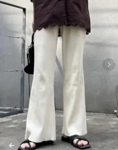 リブパンツ ワイドパンツ