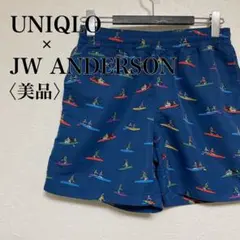 【美品】ユニクロ JWアンダーソン カヌー柄ドロストショートパンツ S ネイビー