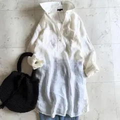 美品　セオリー　リネンシャツチュニック　ロングシャツ　S クリームのサムネイル