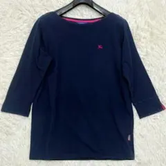 バーバリーブルーレーベル 七分丈 カットソー ネイビー ホースロゴ 金ボタン