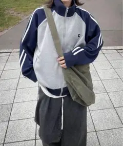 即日発送‼️フリースジャケット グレー/ネイビー