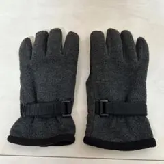「二重フリース手袋、メンズMサイズ」　濃ぐれー、手首マジックテープ付き