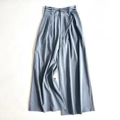 FRAY I.D ハイウエスト ワイドパンツ ベルト付 タック フレア ブルー系