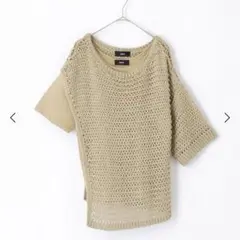 【EMMA】メッシュレイヤードニット 半袖　セット　透かし編みのサムネイル