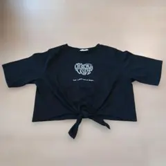 Choco Choco ブラック クロップド丈Tシャツ 前結び
