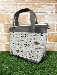 ハンドメイド　ミニミニトートバッグ顔たくさんねこちゃん