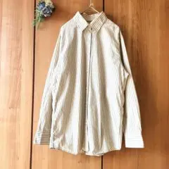 ❣️期間限定【ユニクロ】オーバーサイズ 長袖 シャツ ストライプ アイボリー