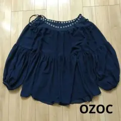 OZOC ネイビー オフショルブラウス シフォン生地 Mサイズのサムネイル