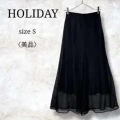 美品✨【ホリデイ】フレアスカート　ロング丈　フレアパンツ　裏地付き　ブラックのサムネイル