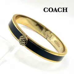 【良品】COACH コーチ バングル ブレスレット ブラック×ゴールド