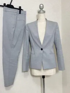 9544. 【洗える♪】PLST 麻 混 ノーカラージャケット パンツスーツのサムネイル