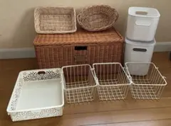 ラタンボックス、無印ポリエチレンケース、その他雑貨