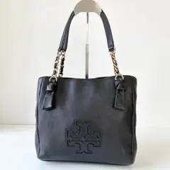 【極美品】TORY BURCH Harper ハンドバッグ シボレザー 黒のサムネイル