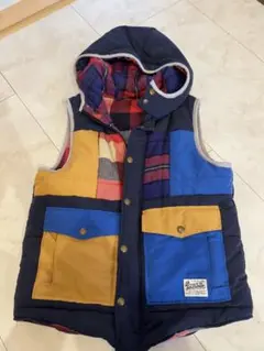 フード付きダウンベスト リバーシブル