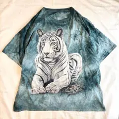 古着　ヴィンテージ　Tシャツ　ホワイトタイガー アニマル　半袖　タイダイ　大きめ