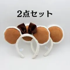 ディズニー ミッキーマウス ミニーマウス ボア素材 カチューシャ 2点セット