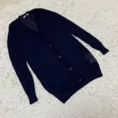 LAUTREAMONT 長袖カーディガン　着丈長め　薄手　羽織　ネイビー　40