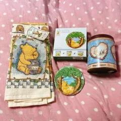 【希少品】クラシックプー 海外品 プレート&キッチンタオル+TDL空缶のセット