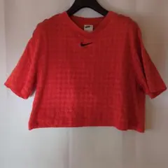 美品Mサイズ⭐Nike（ナイキ）ハウンドトゥース柄　ショート丈オレンジTシャツ