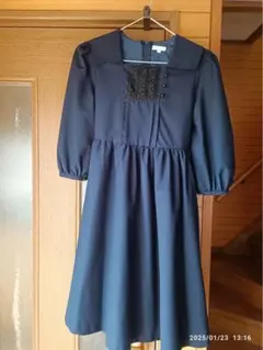 キャサリンコテージ　ネイビー レース装飾付き ワンピース 150