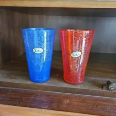 琉球ガラス　青赤2個セット