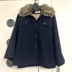 leap lippin♡可愛いポンチョ型♡ネイビー コート ウールブレンド