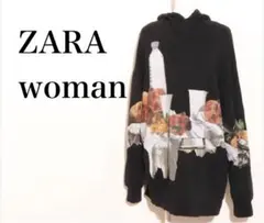 ★美品★ ZARA　WOMAN ザラウーマン プルオーバーパーカー プリント
