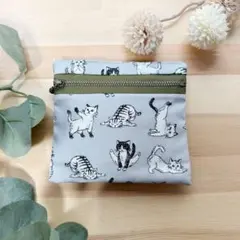 ティッシュポーチ ねこ ネコ グレー ポケットティッシュケース ハンドメイド B