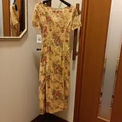 新品タグ付き Beersch 花柄ワンピース イエロー　綿100％