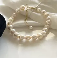 あこや真珠 バロック パールブレスレット 6.5-7mm 本真珠 上品