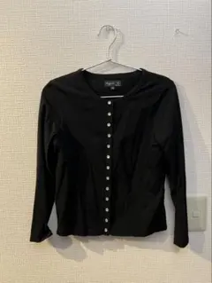agnès b. ブラック長袖カーディガン T2